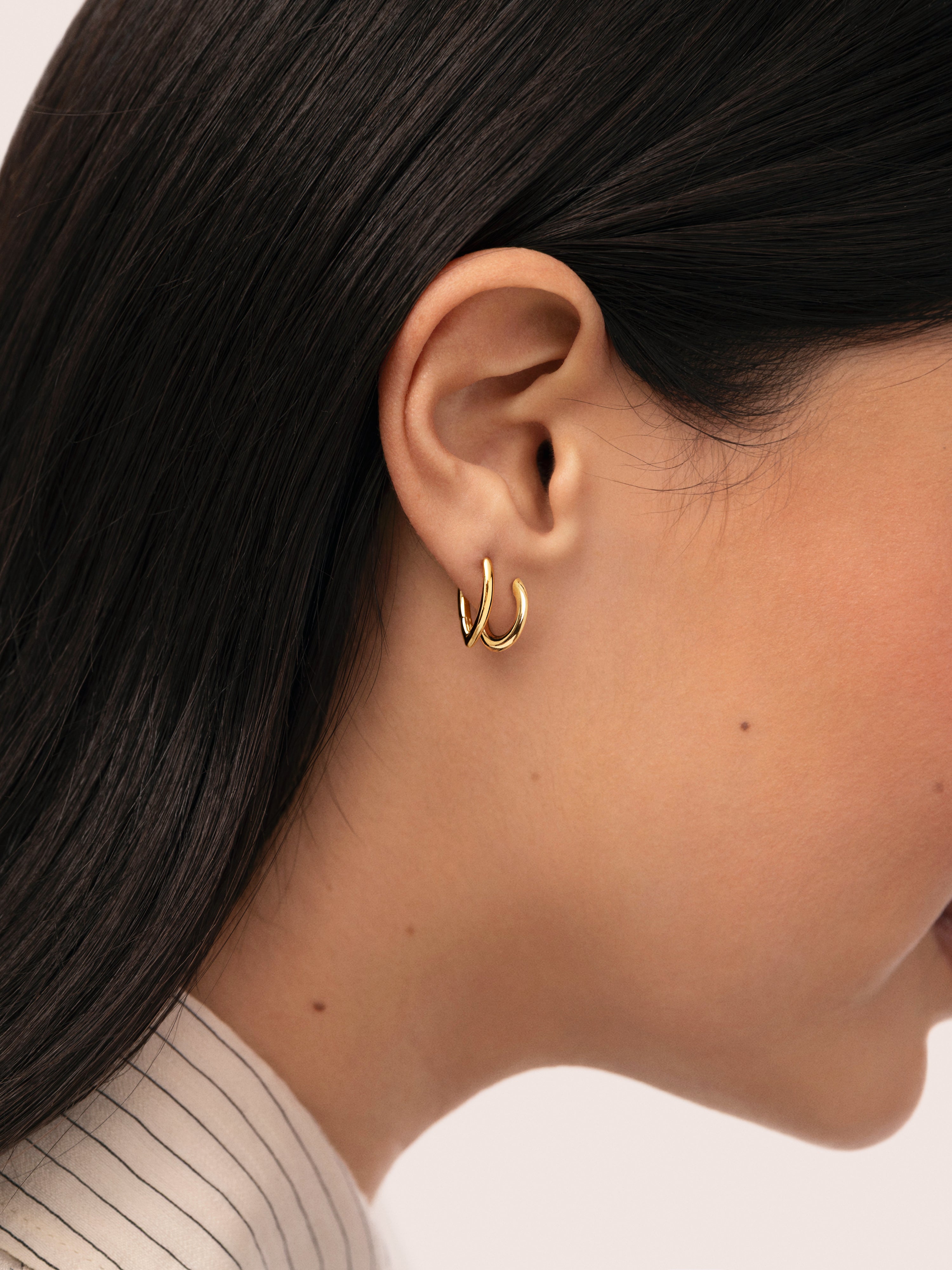 Pendiente Suelto Gota Plata Baño Oro