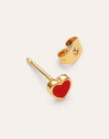 Imagen detalle de Single Earring Heart Red Enamel Gold Plated