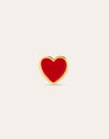 Single Earring Heart Red Enamel Gold Plated