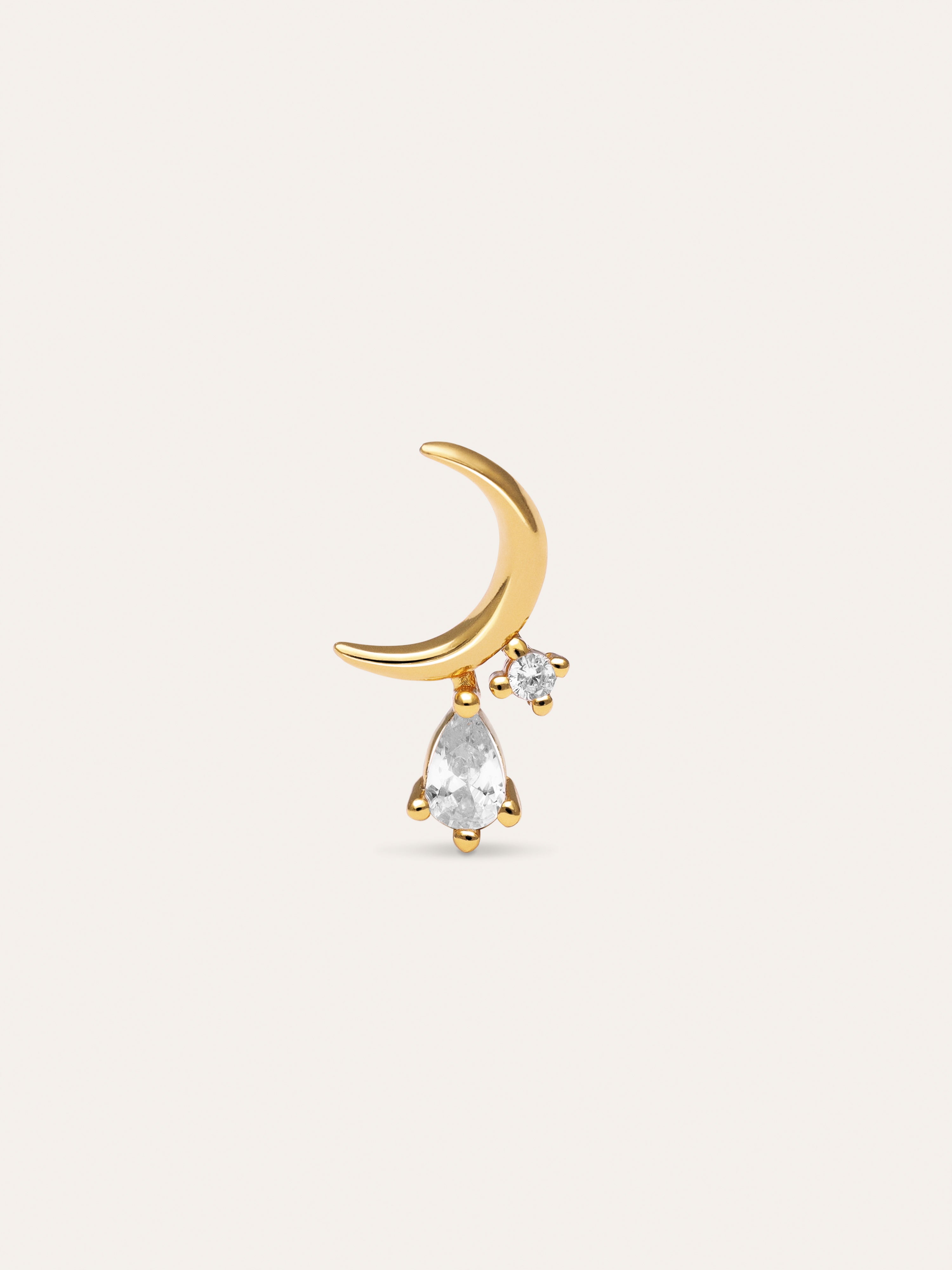 Pendiente Suelto Luna Spark Plata Baño Oro