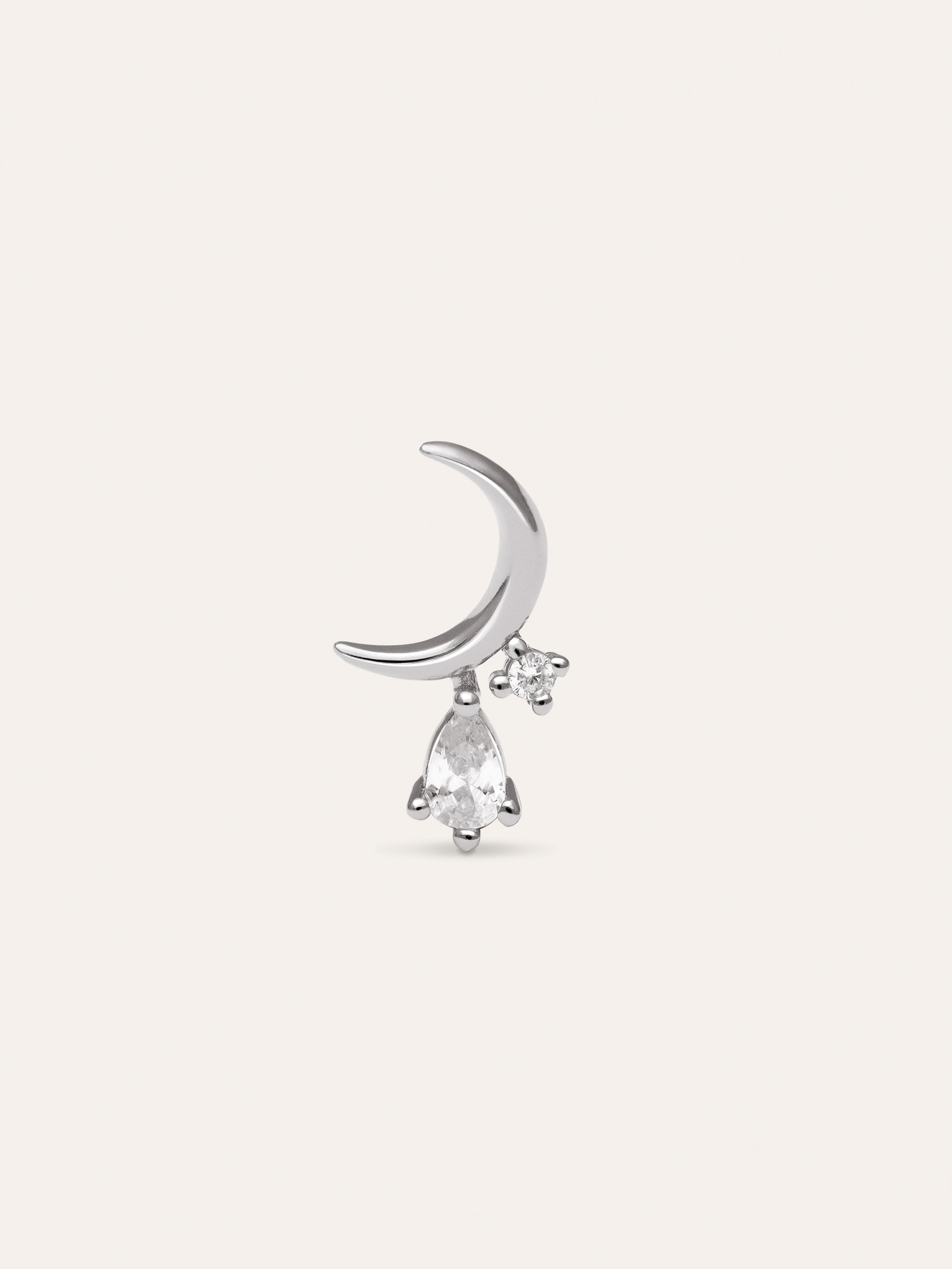 Pendiente Suelto Luna Spark Plata