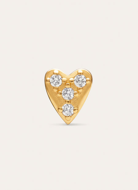 Orecchino Singolo Mini Cuore Spark in Argento Placcato in Oro