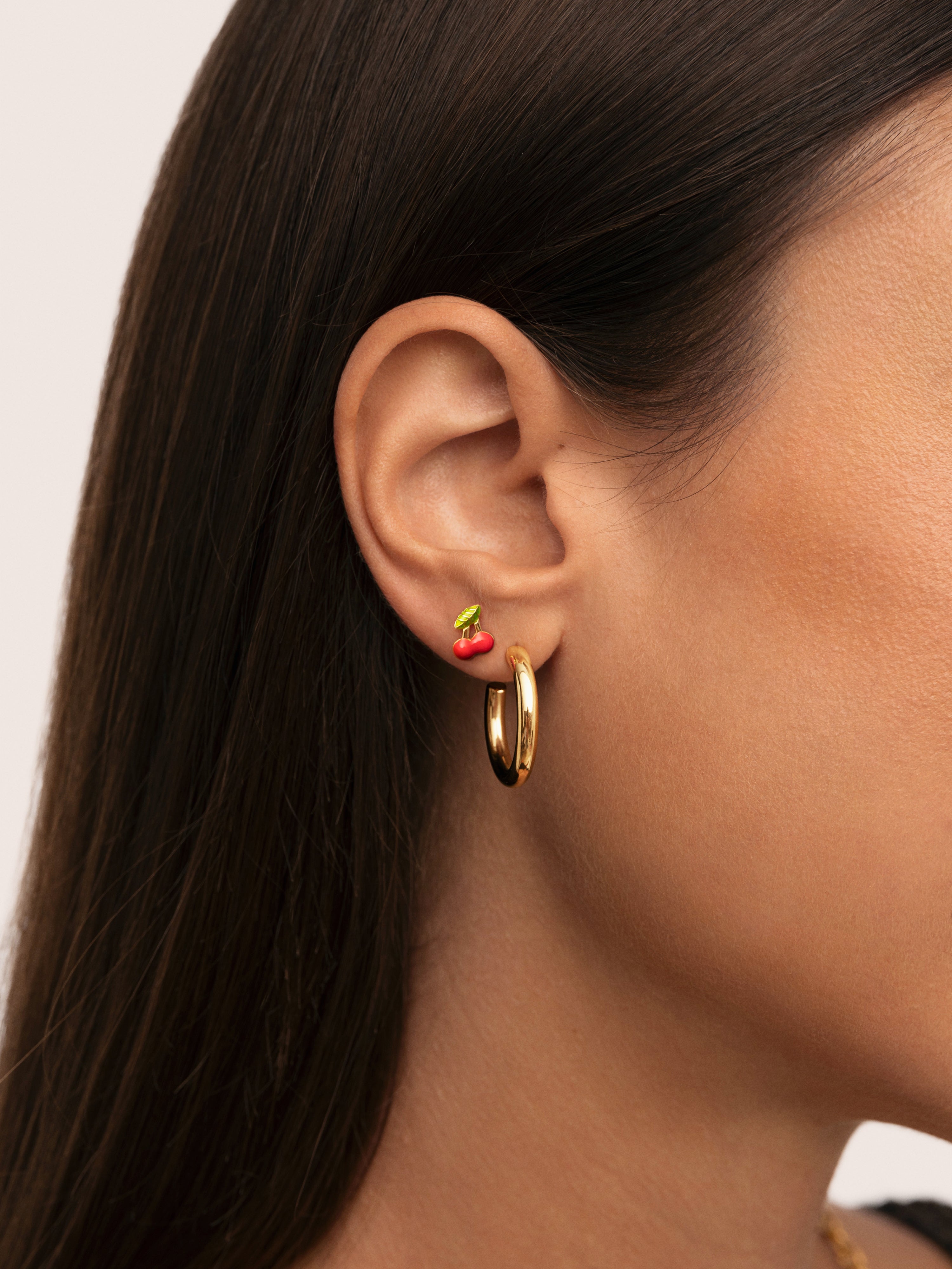 Single Earring Mini Cherry Gold Plated