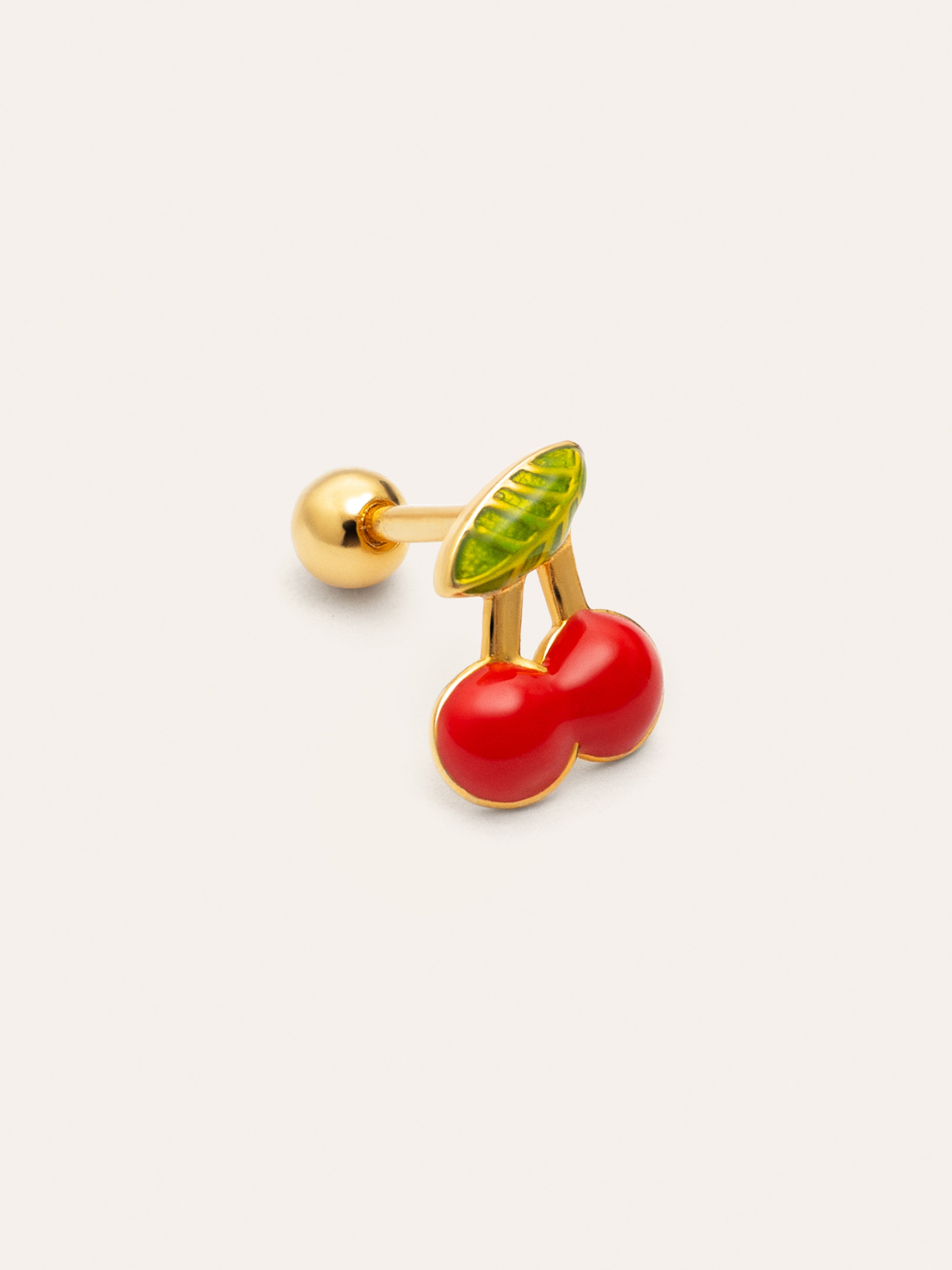 Single Earring Mini Cherry Gold Plated