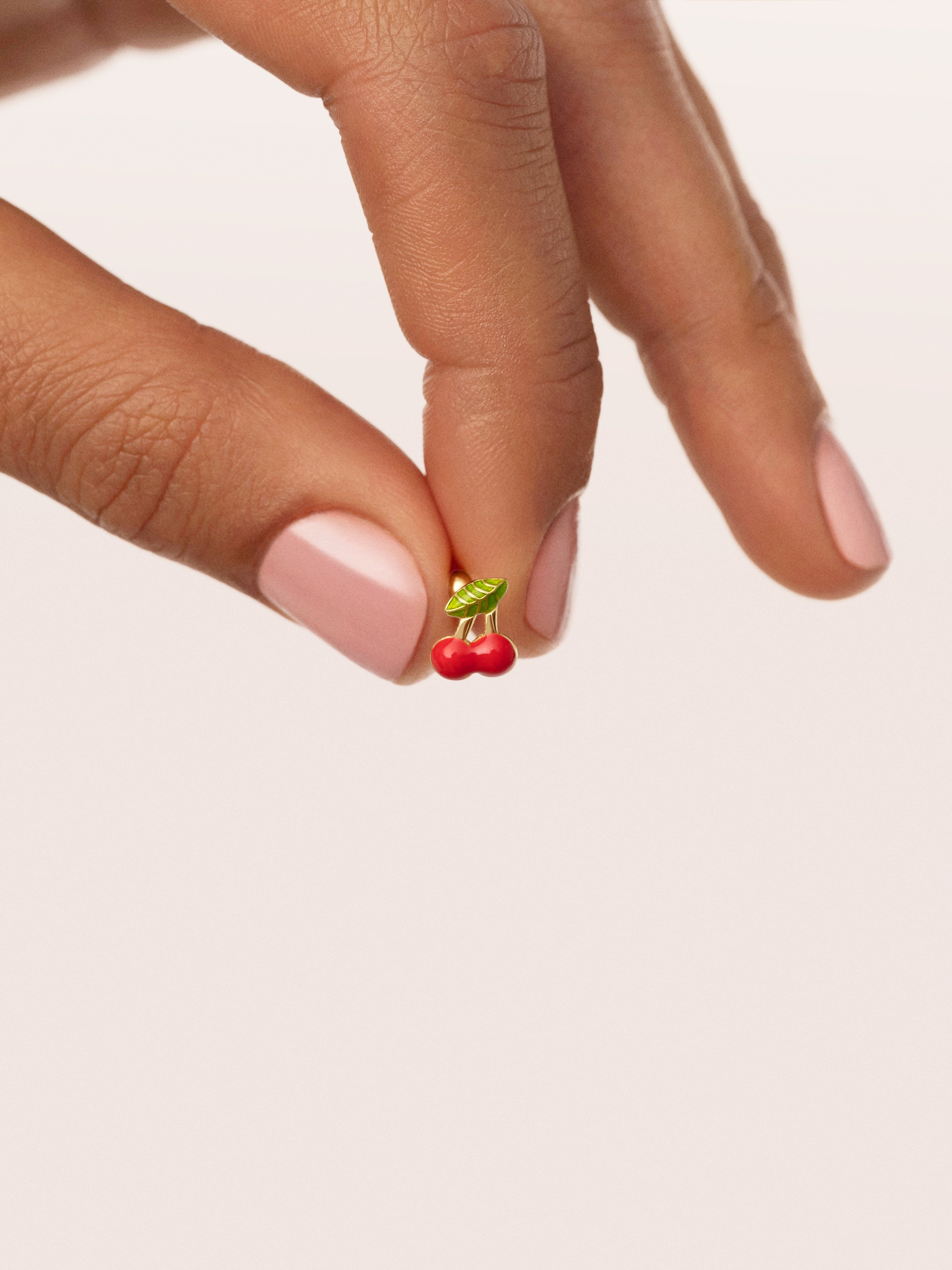 Pendiente Suelto Mini Cereza Plata Baño Oro