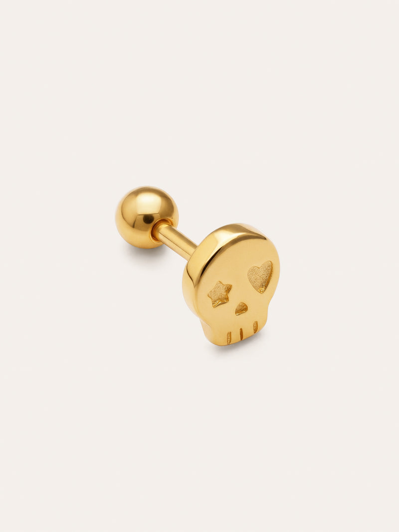 Mini Skeleton Gold-Plated Silver Single Earring