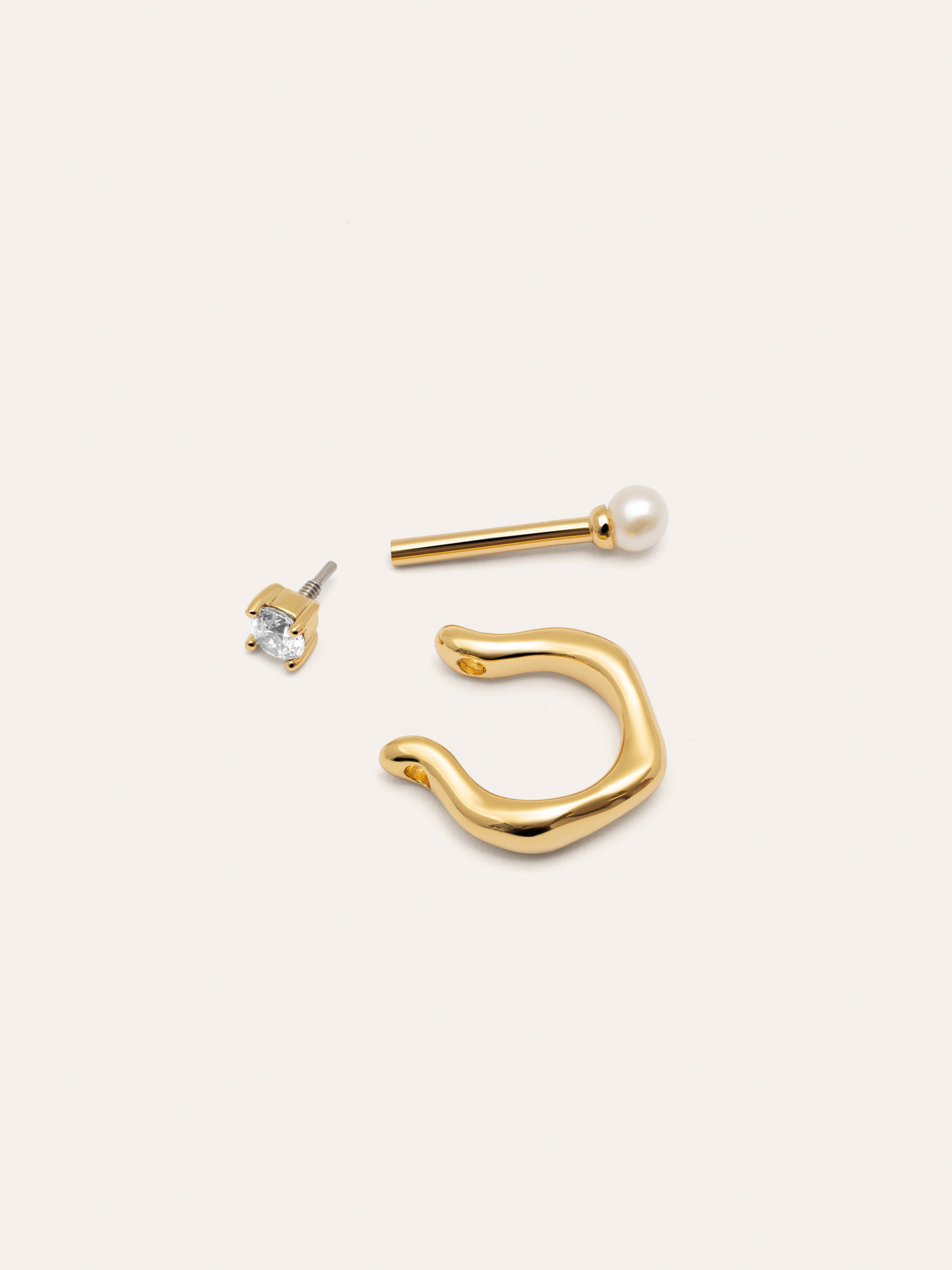Pearl & Spark Gold Single Earring