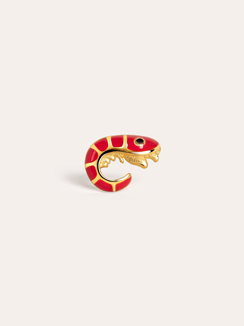 Brinco Individual Prawn Enamel Banho de Ouro