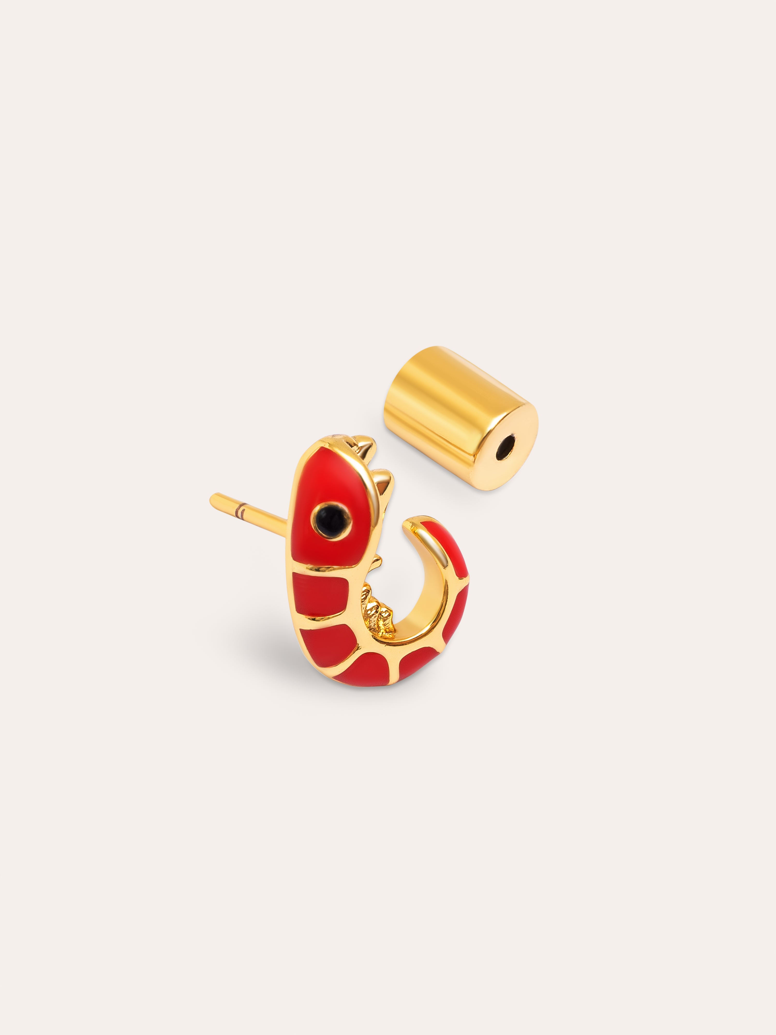 Prawn Enamel Gold Single Earring