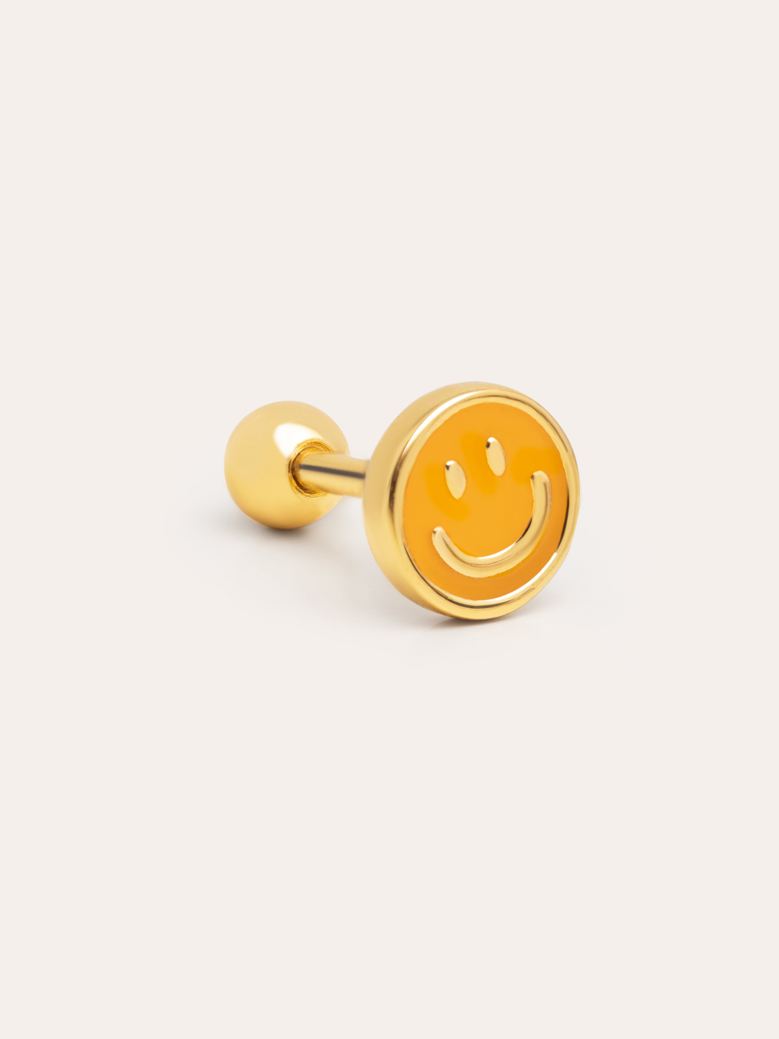 Pendiente Suelto Smiley Yellow Enamel Plata Baño Oro