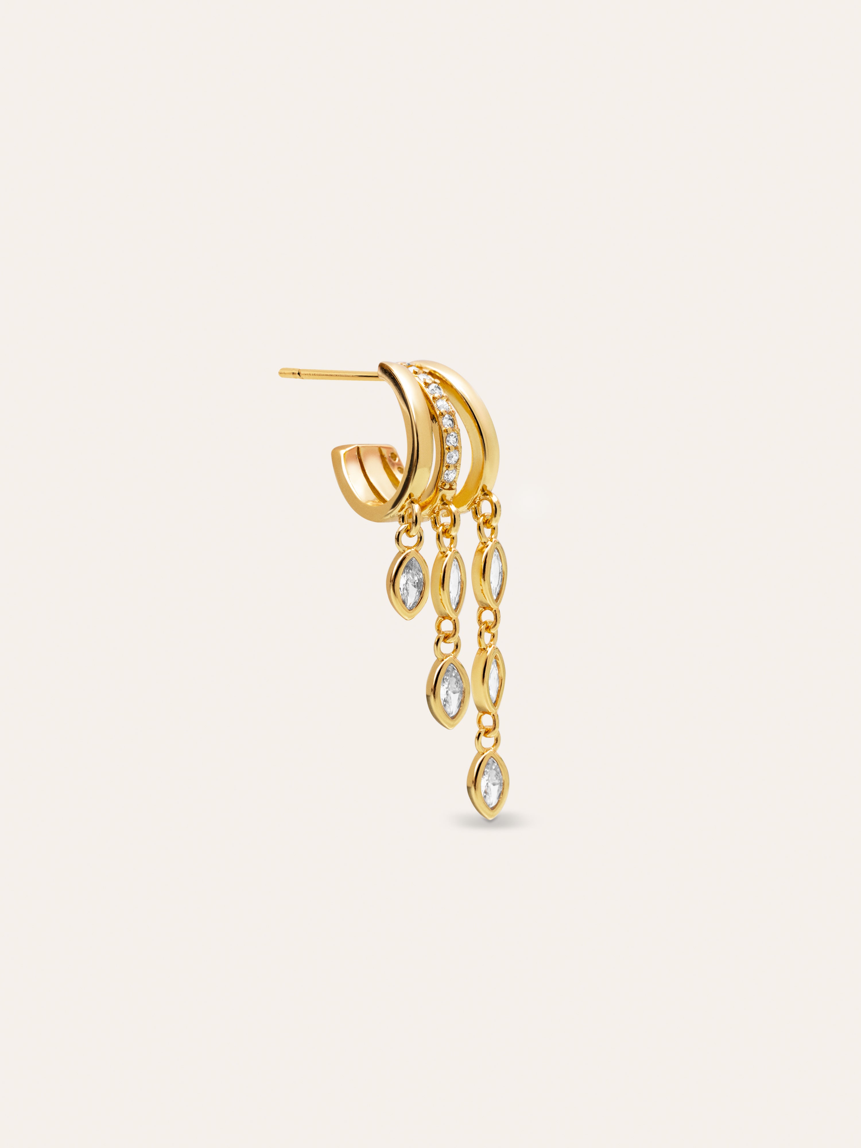 Pendiente Suelto Triple Drip Baño Oro