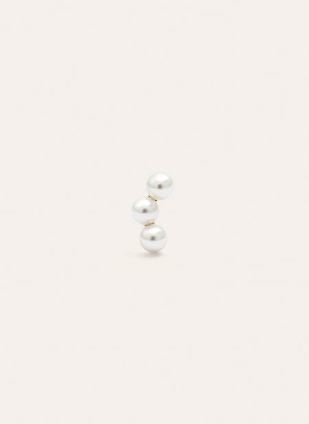 Pendiente Suelto Triple Pearls Baño Oro