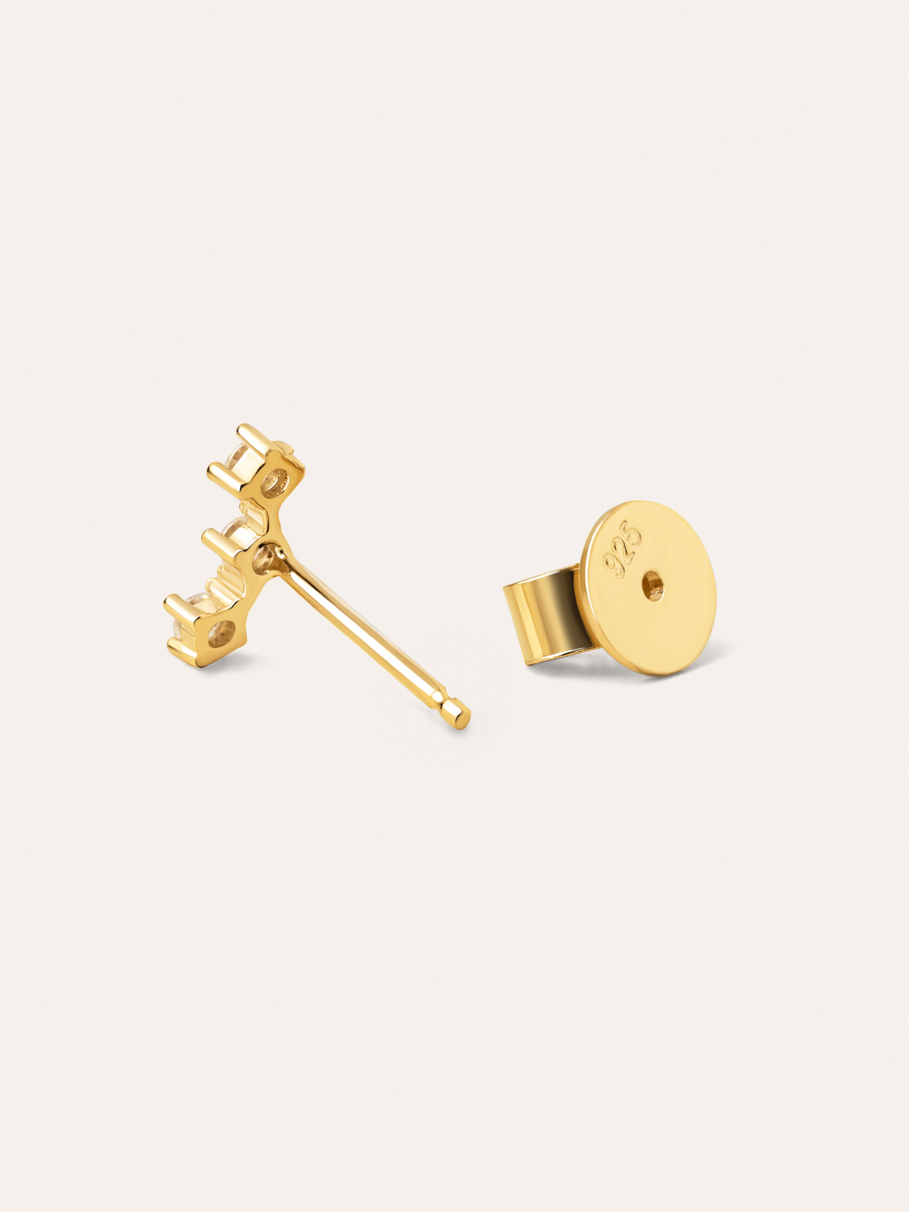 Triple Spark Gold Single Earring