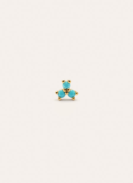 Pendiente Suelto Turquoise Trébol Plata Baño Oro