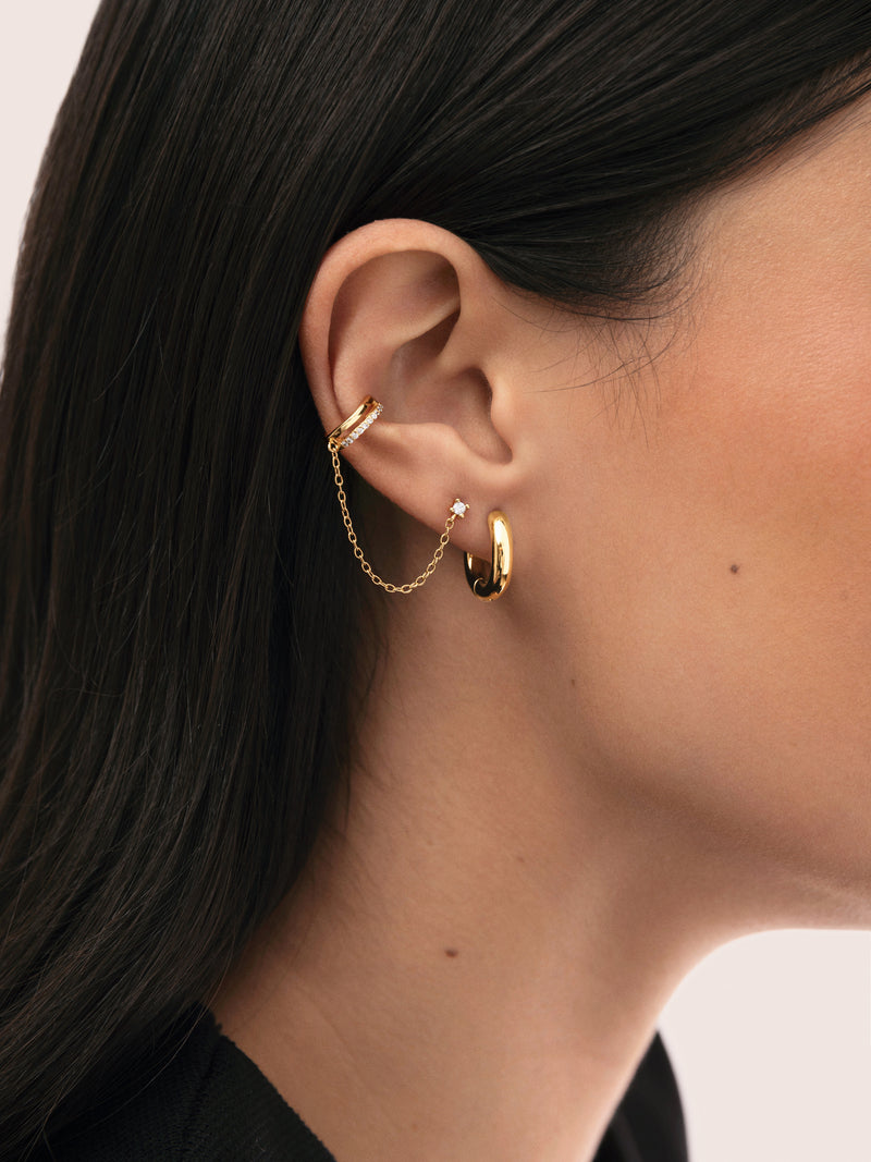 Boucle d'oreille seule Zoé plaquée or