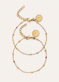 Pack 2 Pulseras Amistad Colores Acero Baño Oro