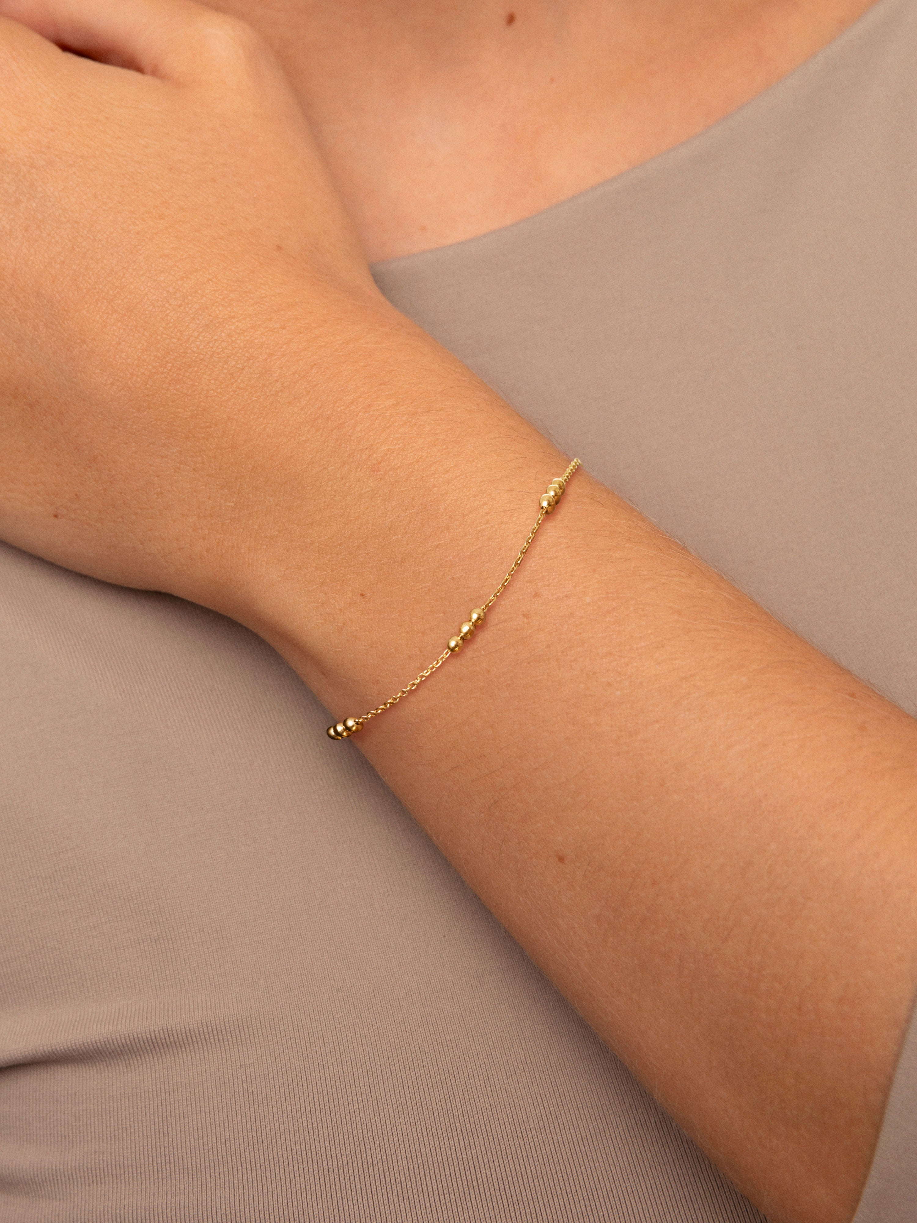 Triple Dots Armband van Staal met Goudlaag