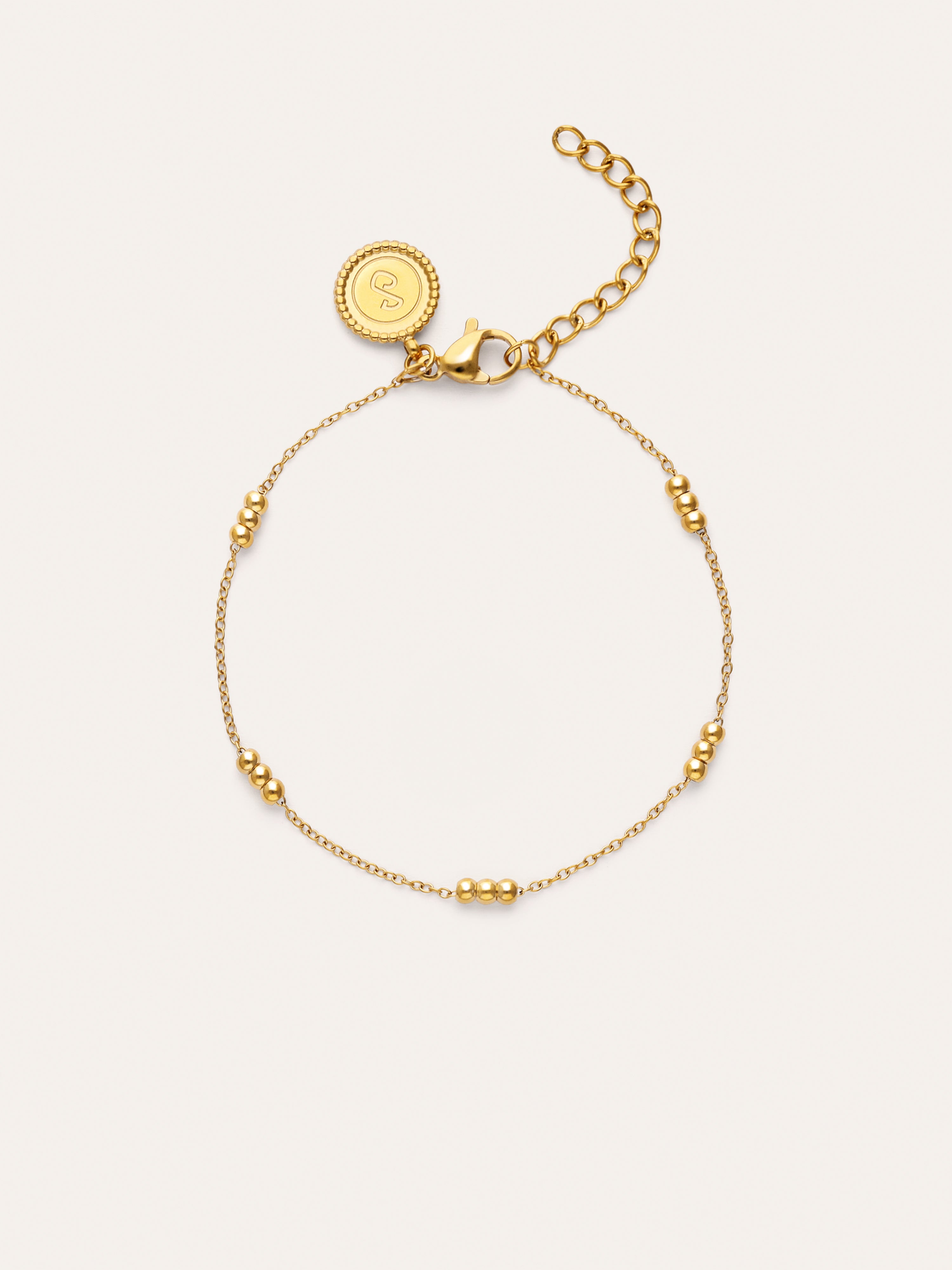 Triple Dots Armband van Staal met Goudlaag