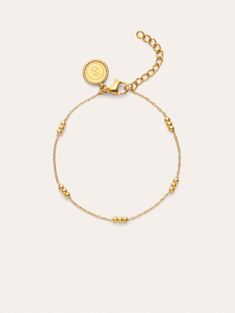 Triple Dots Armband van Staal met Goudlaag