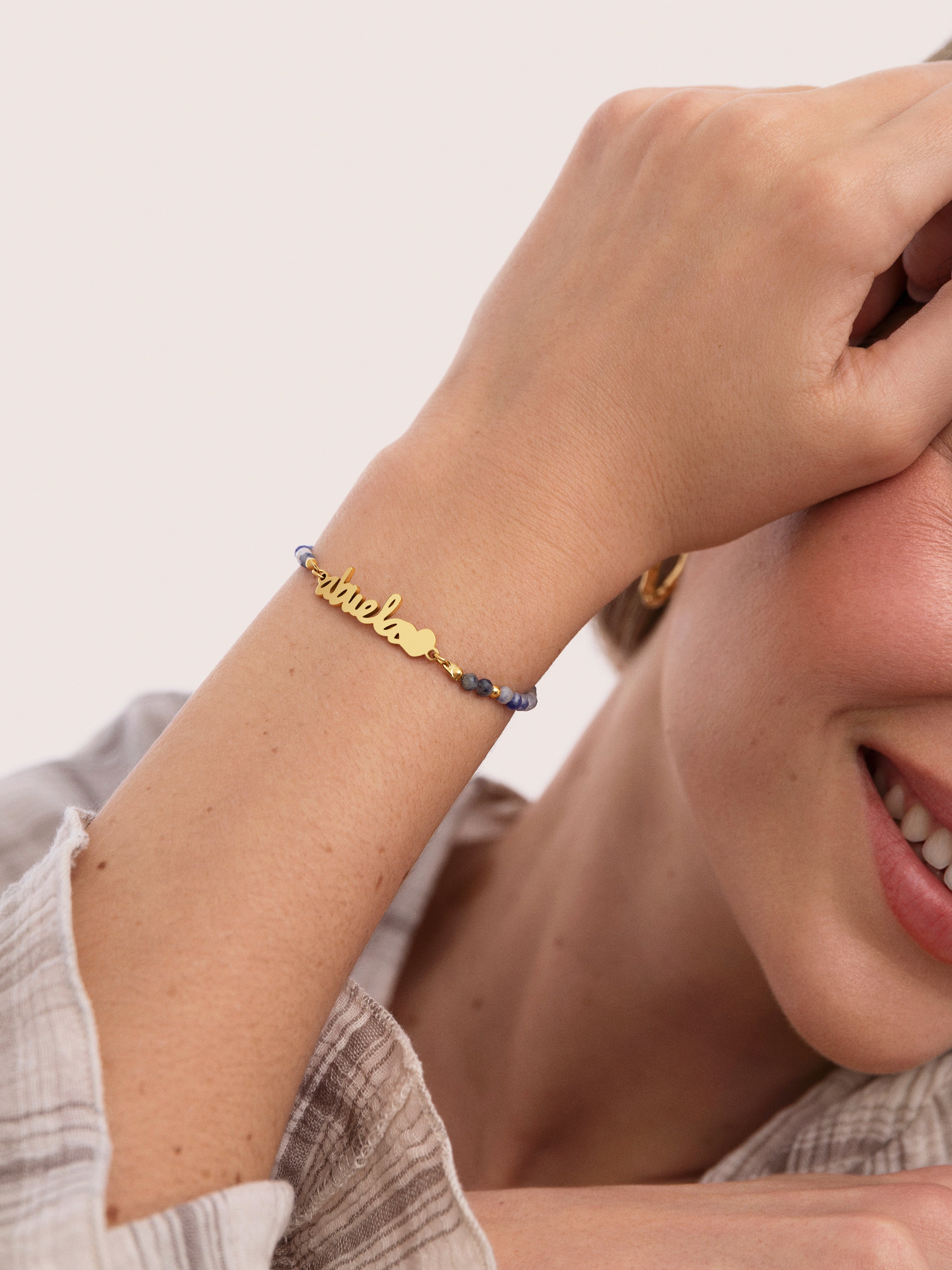 Abuela Heart Cianita Stainless Steel Gold Bracelet