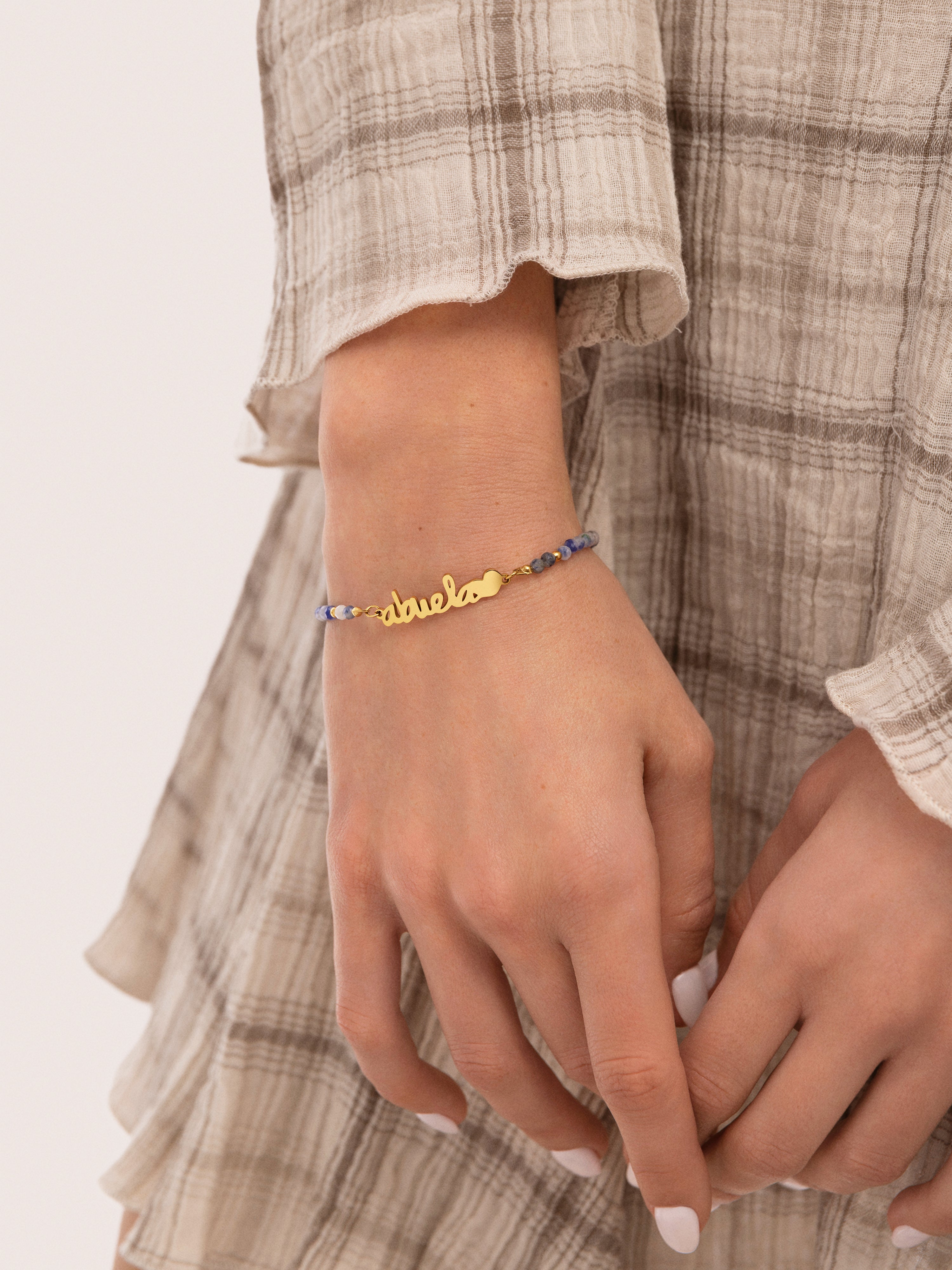 Abuela Heart Cianita Stainless Steel Gold Bracelet