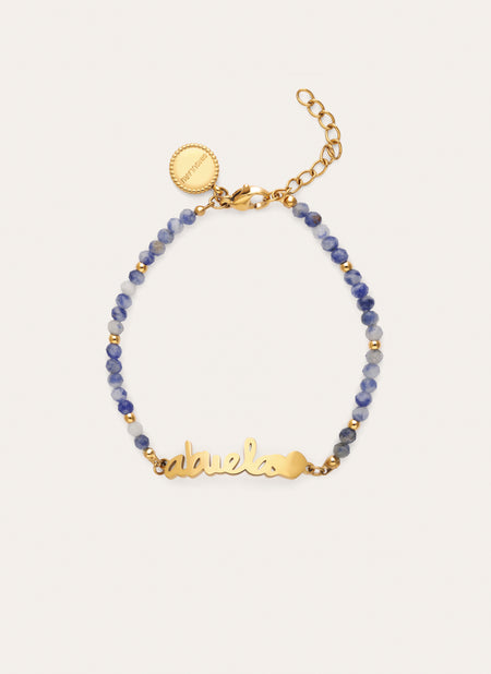 Pulsera Abuela Heart Cianita Acero Baño Oro