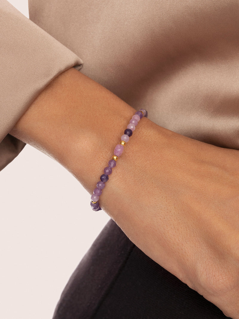  Amulet Amethyst Armband  Edelstahl vergoldet