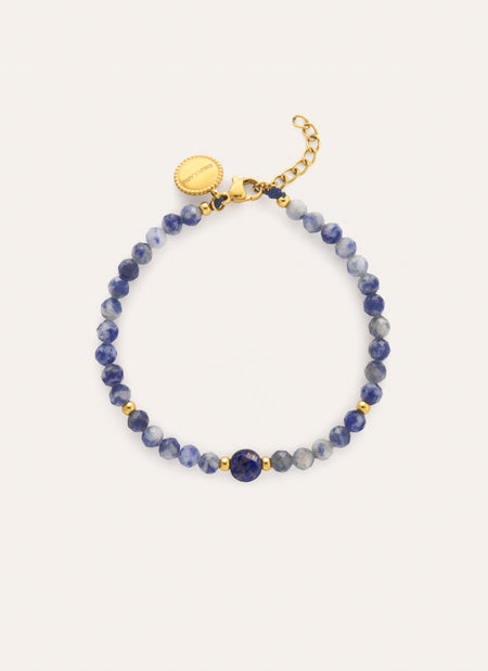 Pulsera Amulet Cianita Acero Baño Oro