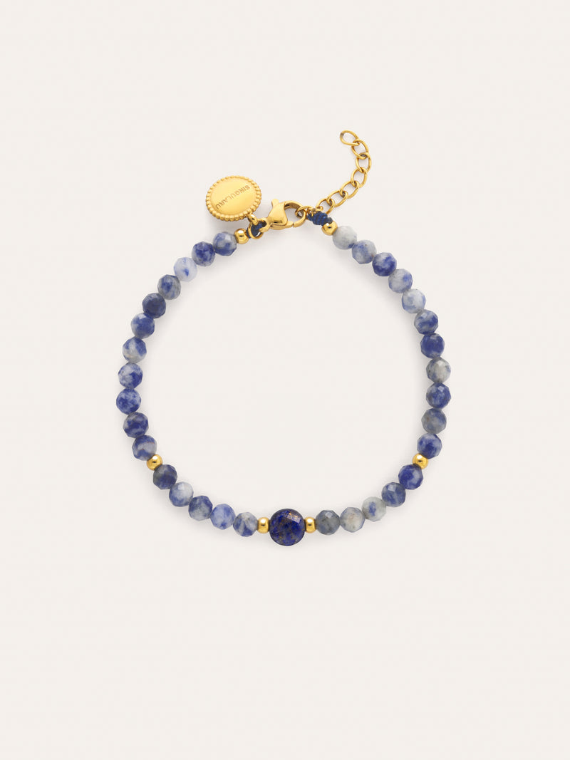 Pulseira Amulet Cianita Aço Banho de Ouro