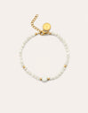 Pulsera Amulet Howlita Blanca Acero Baño Oro
