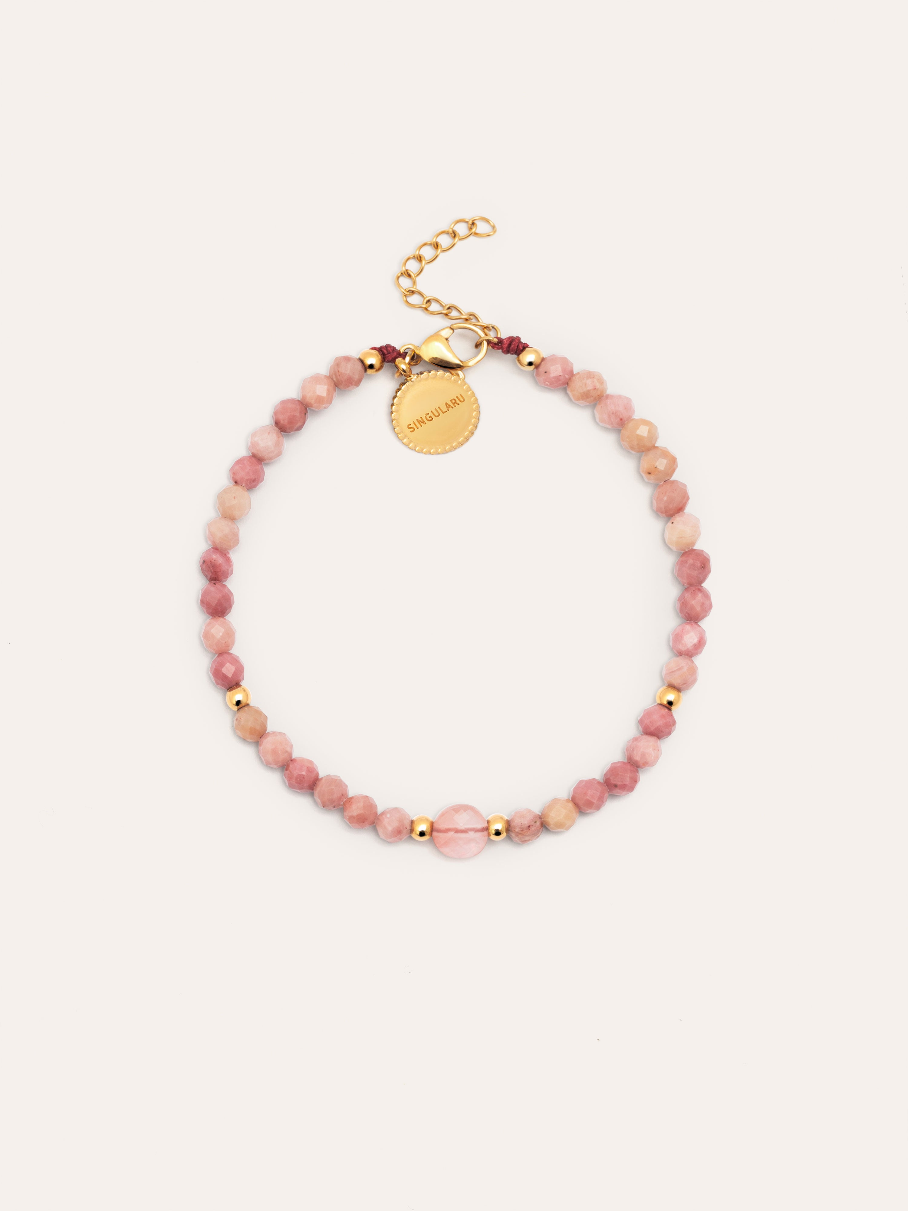Pulsera Amulet Rodocrosita Acero Baño Oro