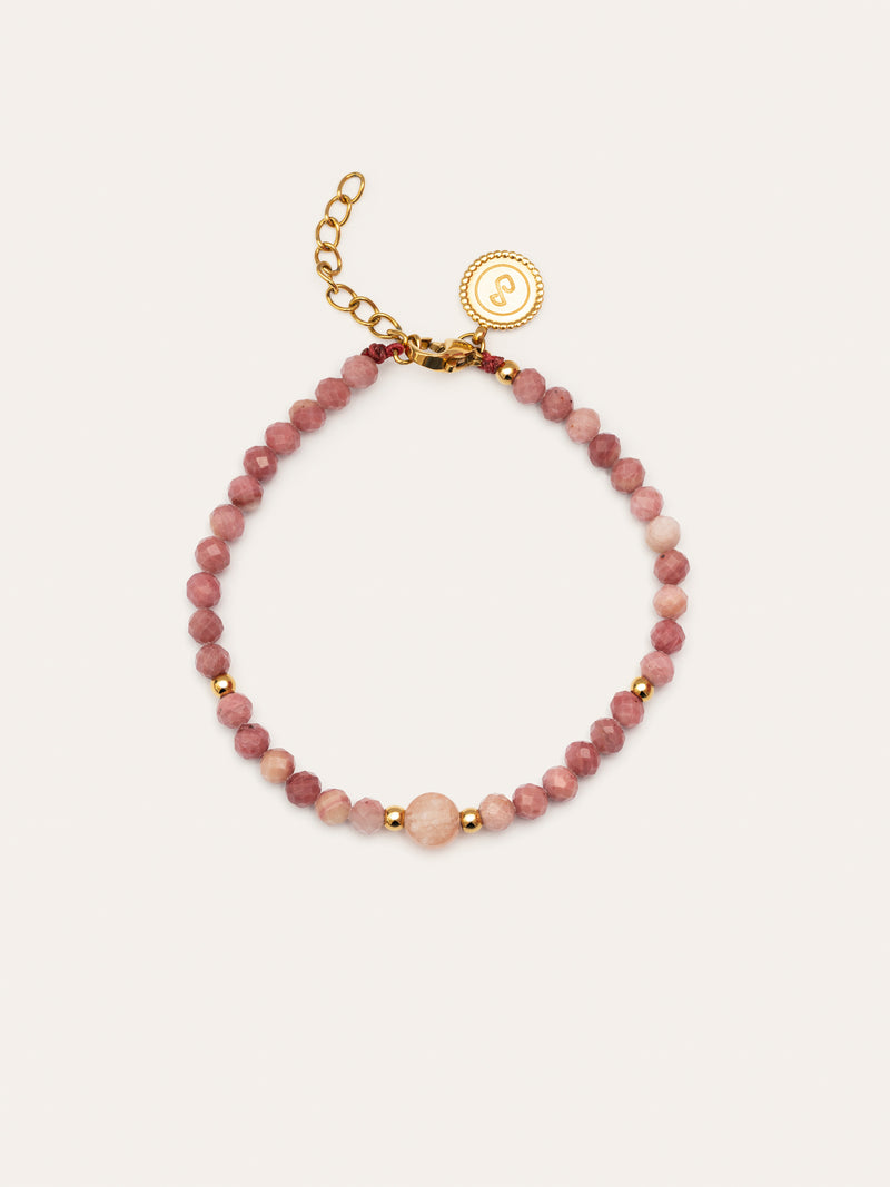 Amulet Rhodochrosit Armband Edelstahl, vergoldet 