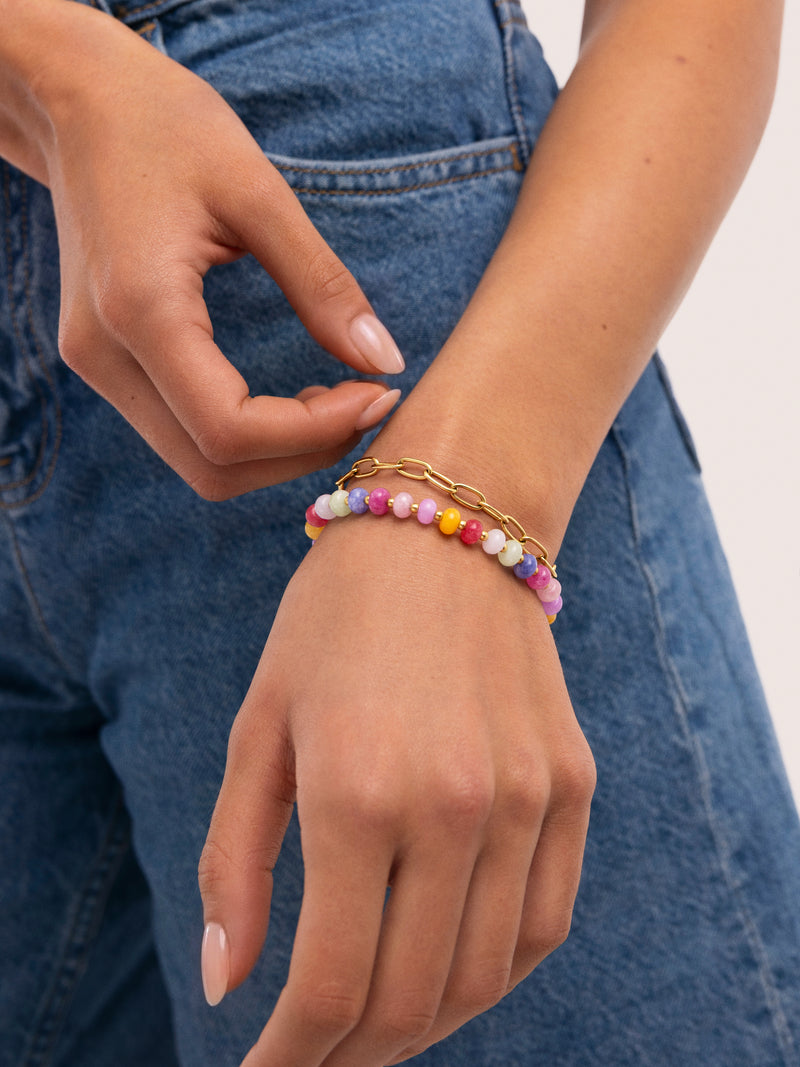 Bracelet Bali Chic Stones Acier Plaqué Or