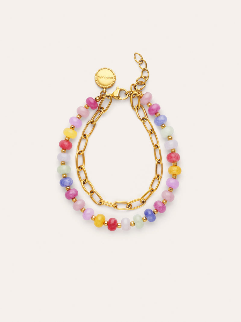 Bracelet Bali Chic Stones Acier Plaqué Or
