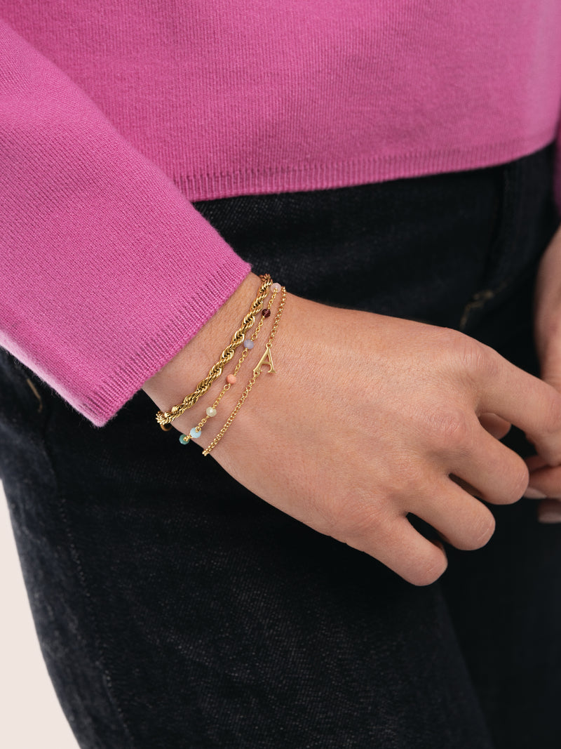 Bracelet Single Letter en Acier plaqué or