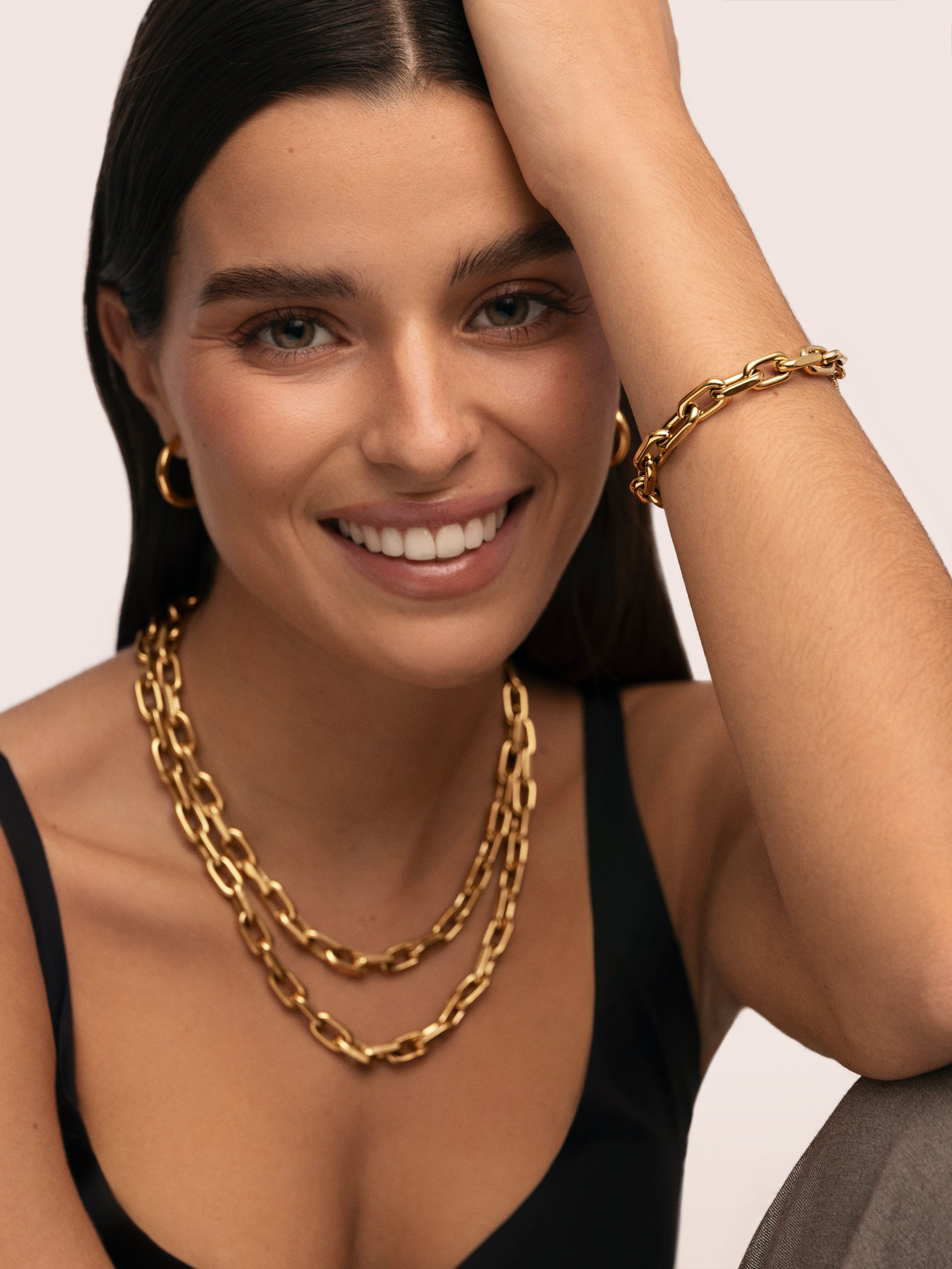 Collar Big Link Acero Baño Oro