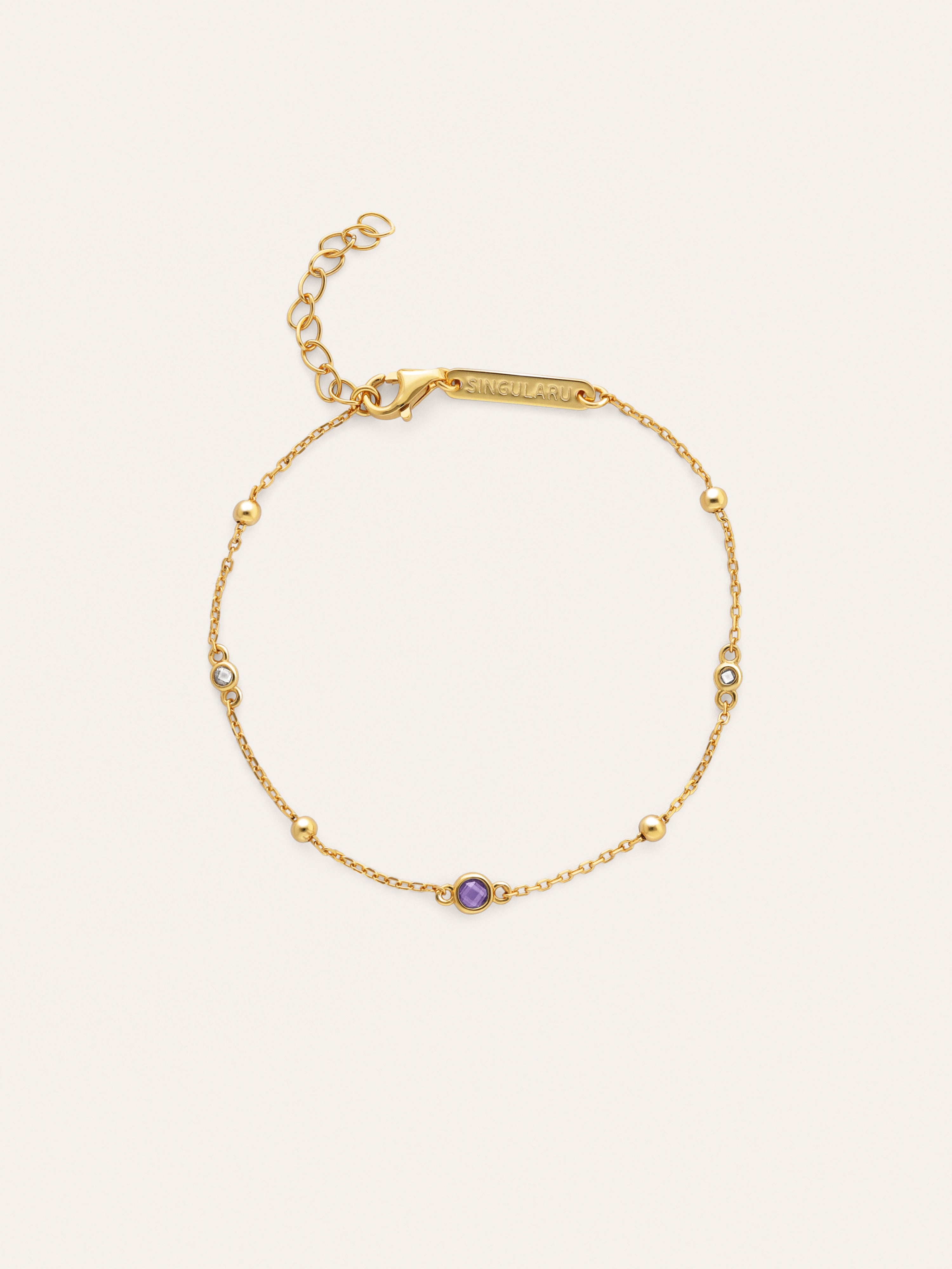 Pulsera Birthstone Plata Baño Oro
