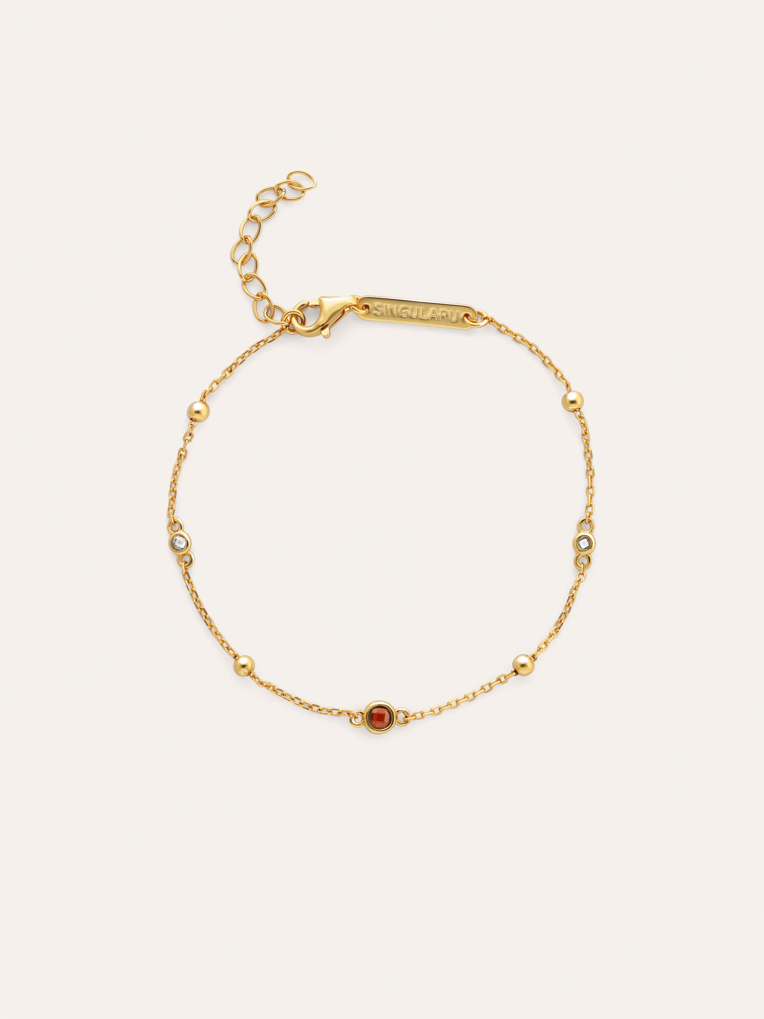 Pulsera Birthstone Plata Baño Oro