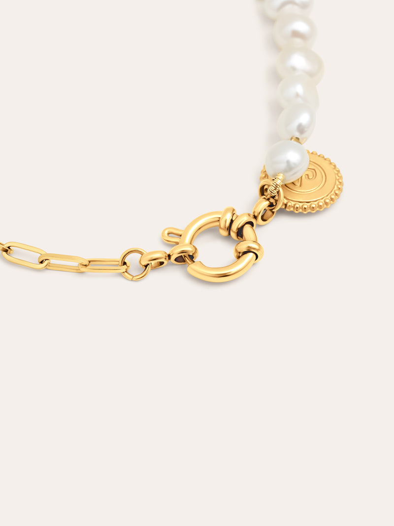 Pulseira Chic Pearl Aço Banho de Ouro