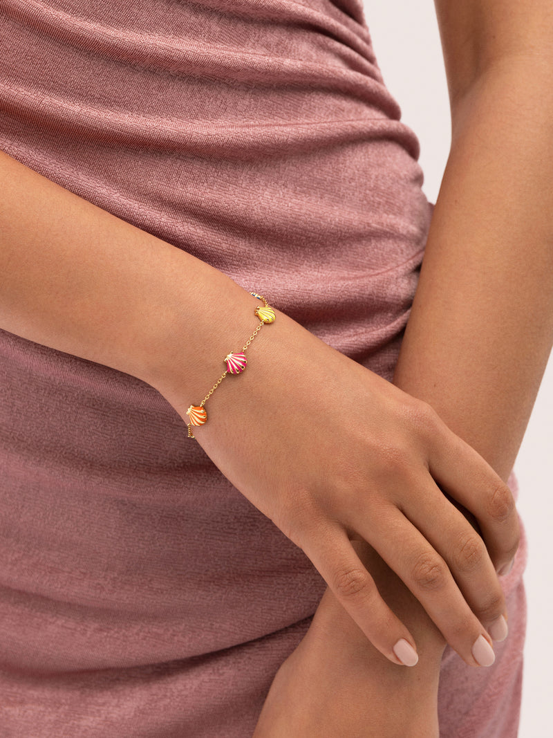 Armband Muscheln Emaille 18kt vergoldet