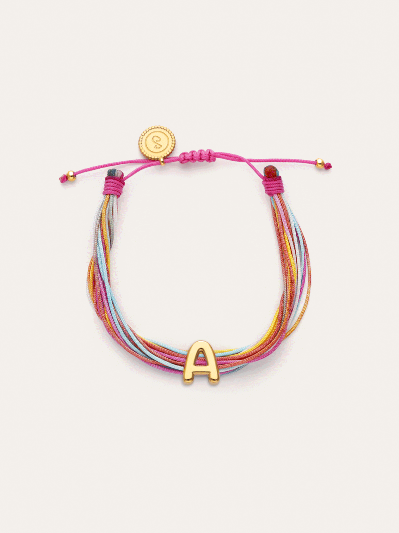 Personalisierbares Armband in Regenbogenfarbe, Edelstahl mit Goldbeschichtung