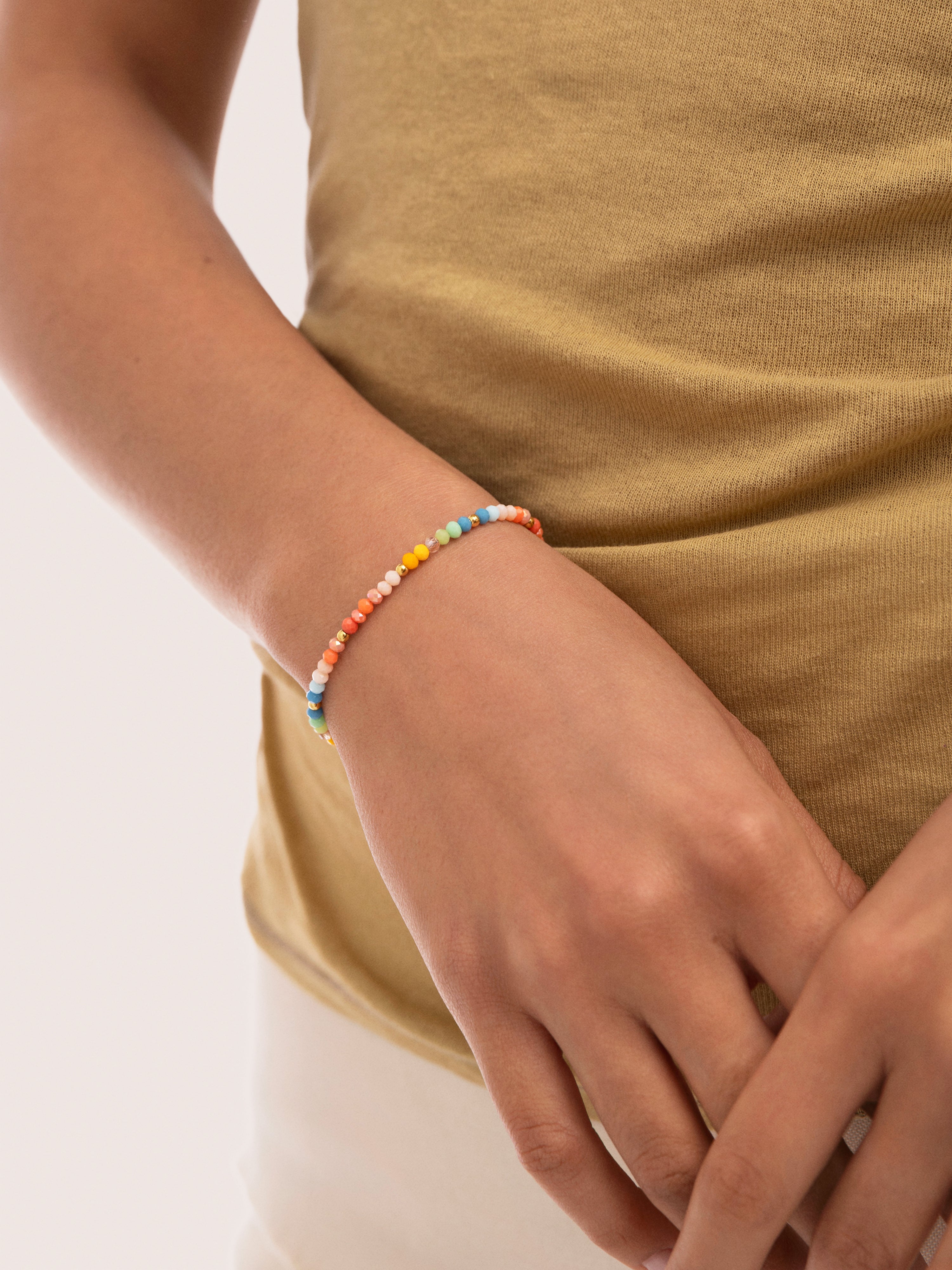 Pulsera Crystals Pastel Acero Baño Oro