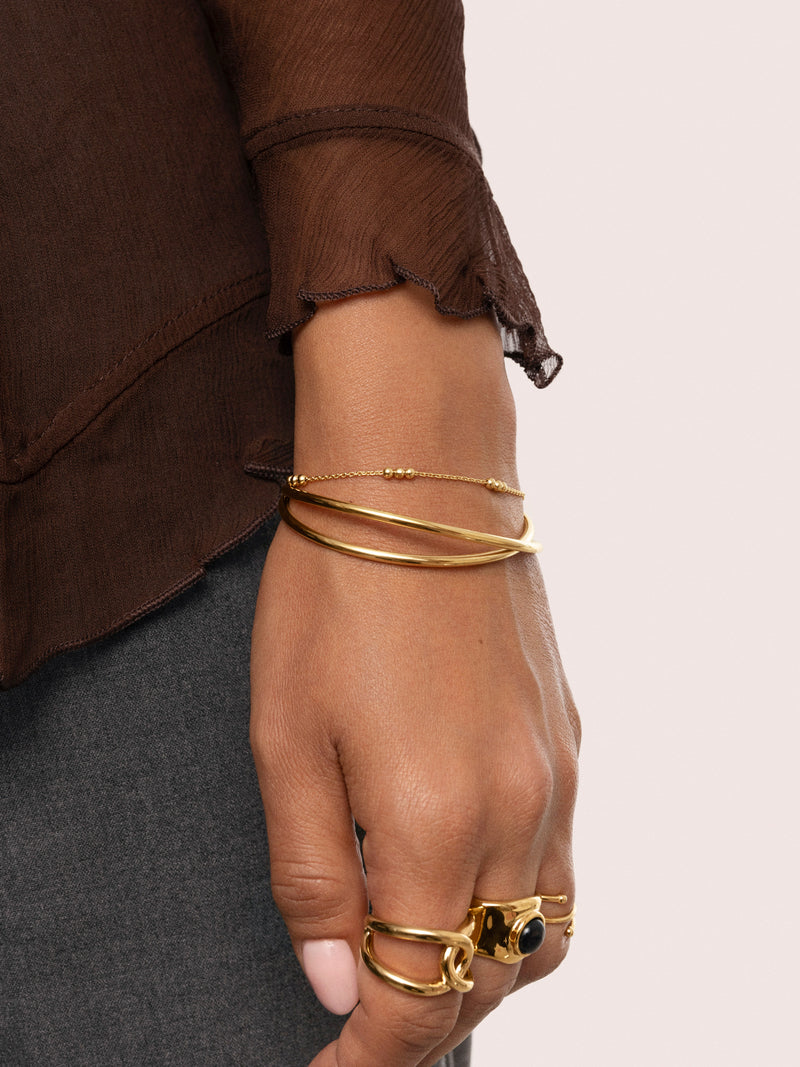 Triple Dots Armband van Staal met Goudlaag