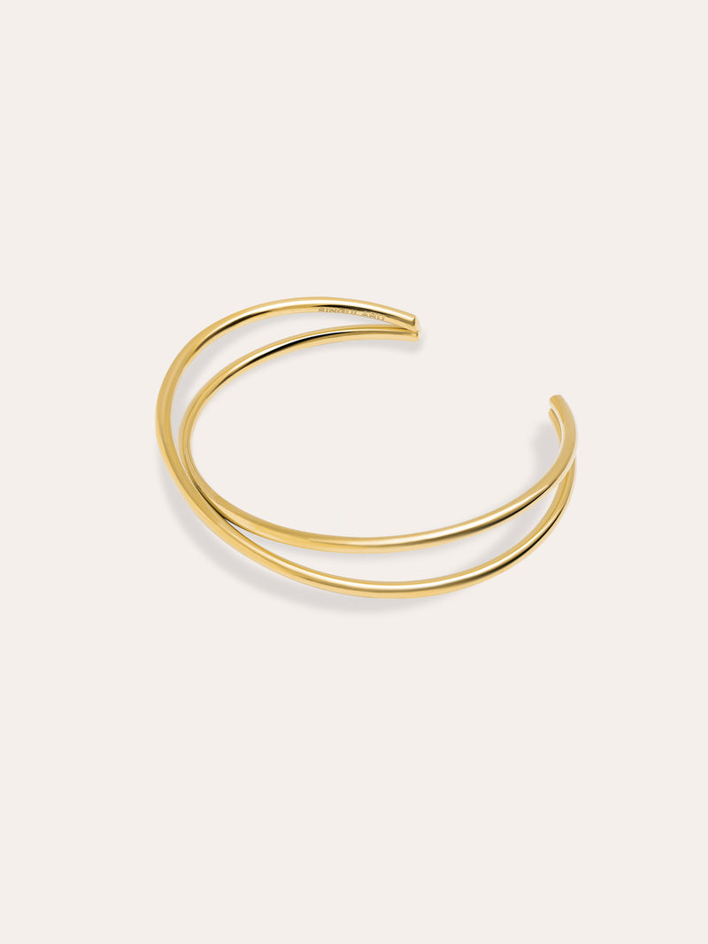 Bracelete Cruzado Aço Banho de Ouro