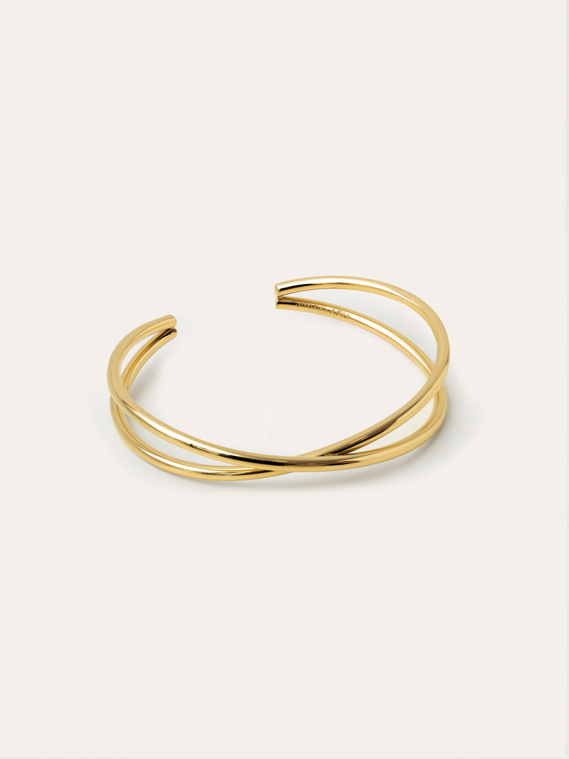 Bracelete Cruzado Aço Banho de Ouro