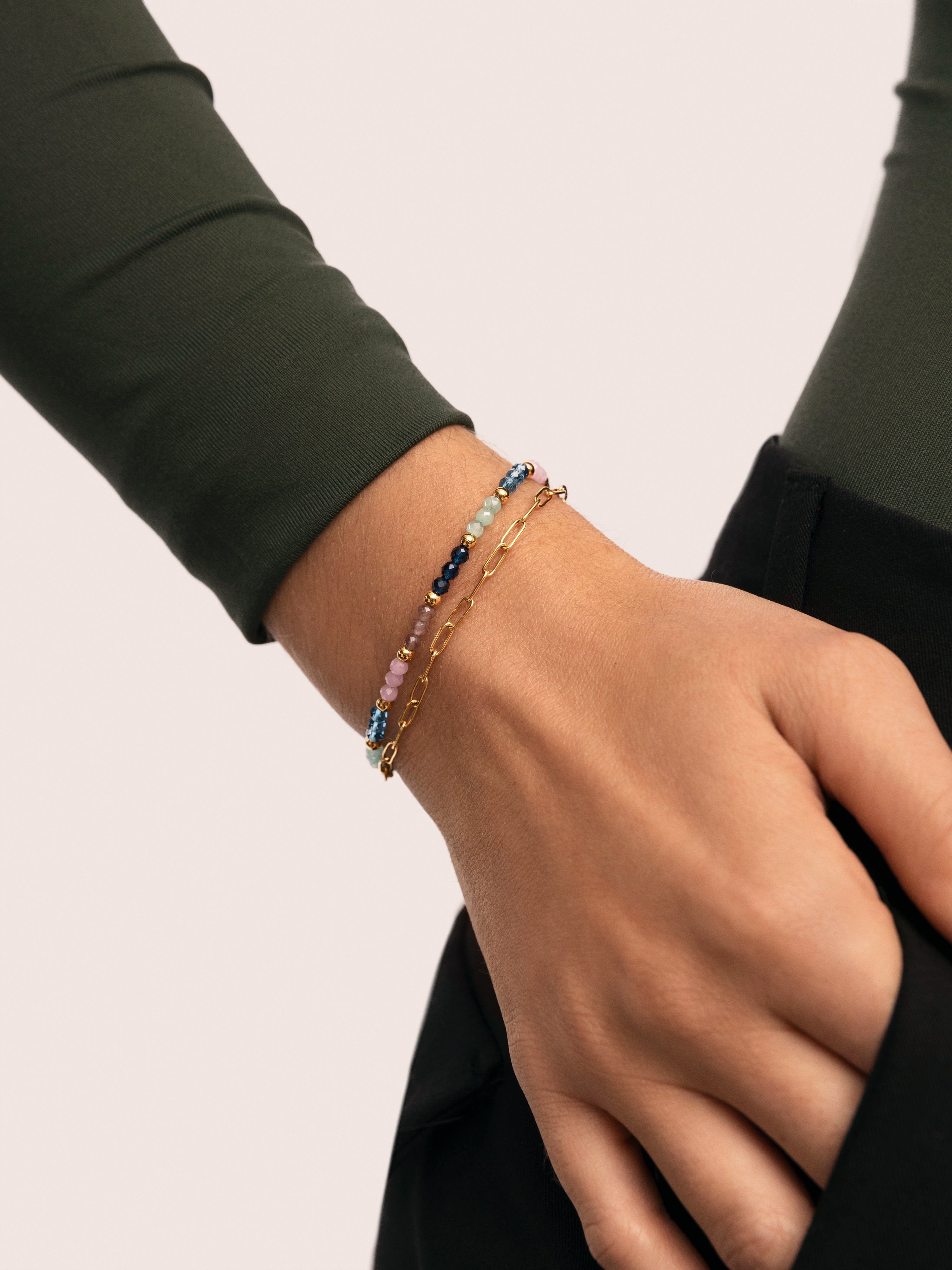 Pulsera Dye Dots Bruma Acero Baño Oro