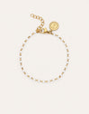 Pulsera Dots Enamel Blanco Acero Baño Oro