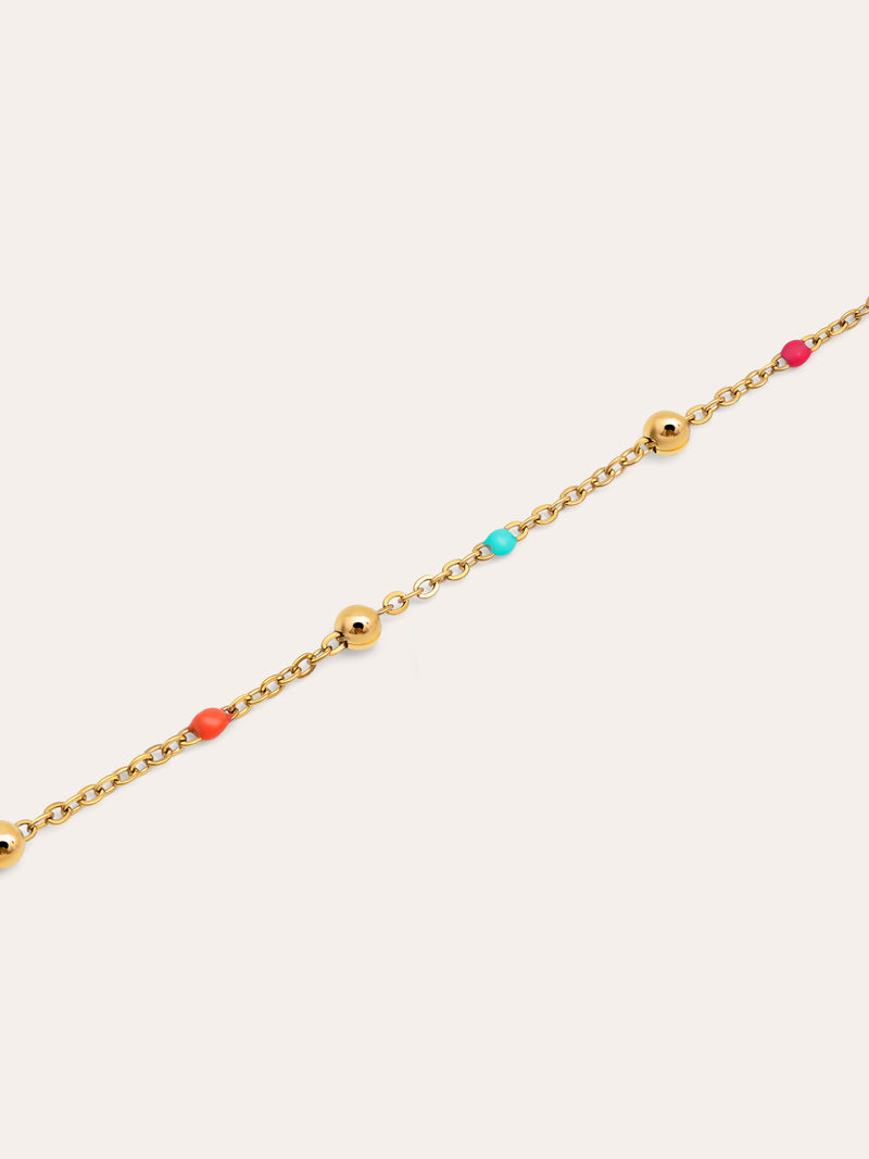 Collier Dots L Colors Enamel Acier Plaqué Or