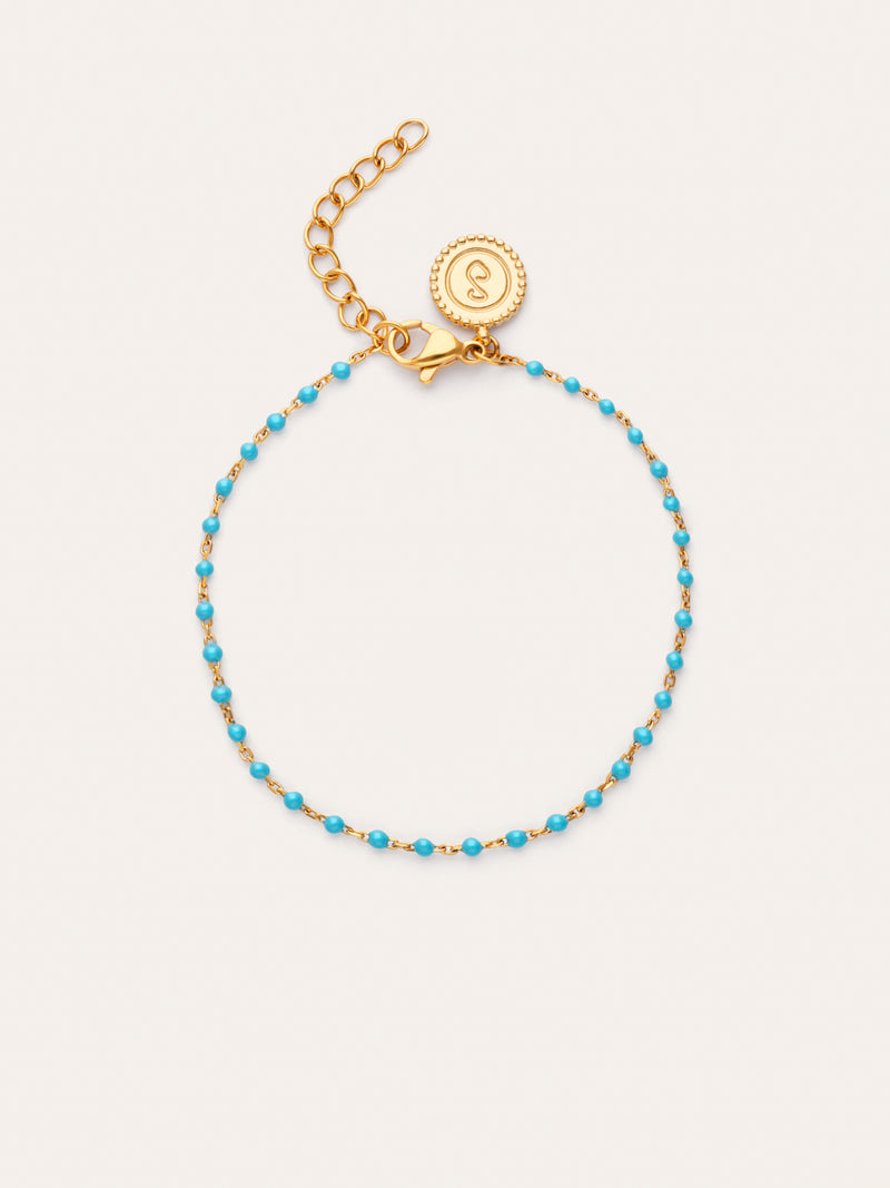 Pulsera Dots Turquoise Enamel Acero Baño Oro