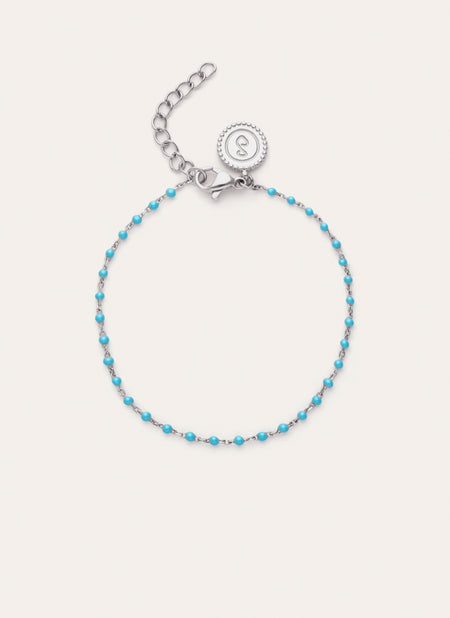 Pulseira Dots Turquoise Enamel Aço